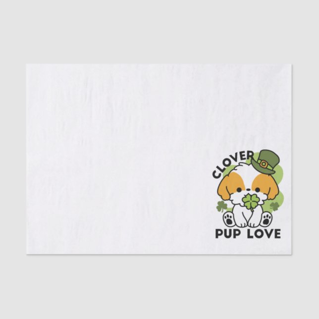 Papel De Seda Clover Pup Love - Diseño de perros del Día de San  (Anverso)