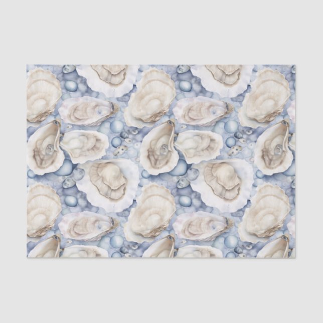 Papel De Seda Coastal Beach Watercolor Oyster Shells (Anverso)