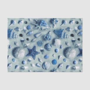 Papel De Seda Coastal Indigo Blue Starfish Seashells Beach Photo