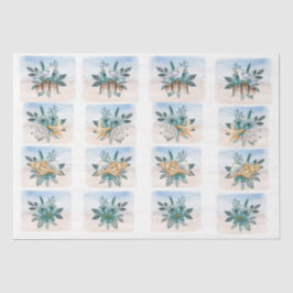 Papel De Seda Coastal Sandpipers Flowers Shells Decoupage Paper