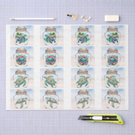 Papel De Seda Coastal Sea Turtles in a Jar Decoupage 