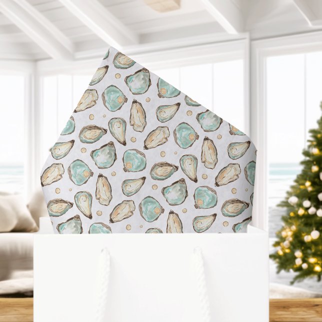 Papel De Seda Coastal Watercolor Oyster & Pearl Pattern (Subido por el creador)