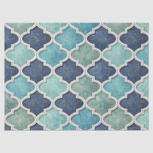 Papel De Seda Cobalto y Verde Cian Cuatrofoils - Mosaico Mediter