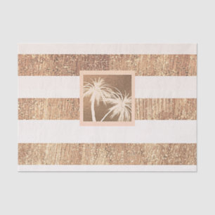 Papel De Seda Cobre y Crema Palmeras Tropicales Brillo Moderno