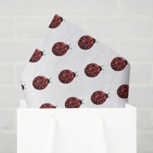 Papel De Seda Coccinela roja brillante con destellos Patrón de m