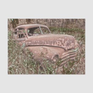 Papel De Seda Coche Antiguo Retro Rústico Viejo