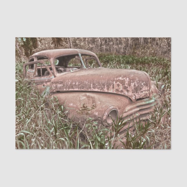 Papel De Seda Coche Antiguo Retro Rústico Viejo (Anverso)