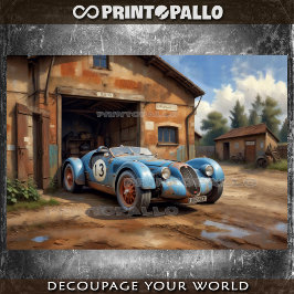 Papel De Seda Coche de carreras abandonado en 1920 en un garaje