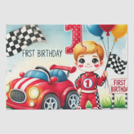 Papel De Seda Coche de Carreras Primer niño de cumpleaños Waterc