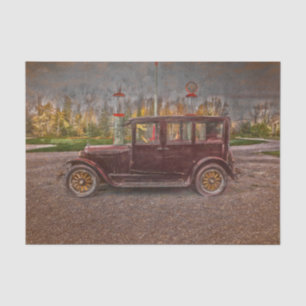 Papel De Seda Coche marrón rústico antiguo vintage de campo