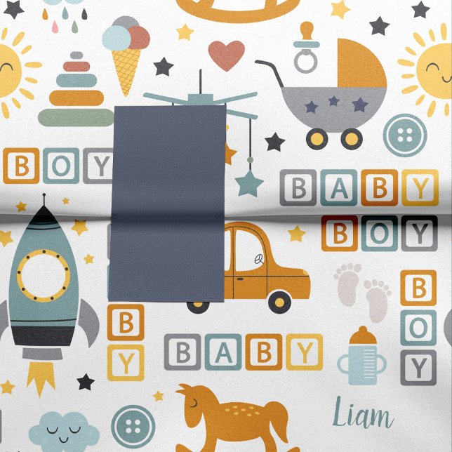 Papel De Seda Coche niño pequeño y patrón de juguete con nombre (Subido por el creador)