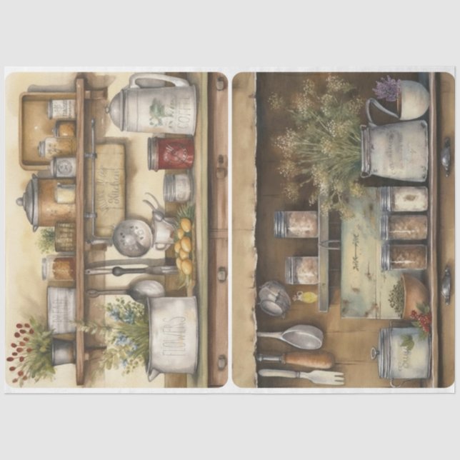 Papel De Seda Cocina de la casa de la granja (Anverso)