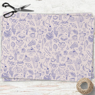 Papel De Seda Cocina italiana de dibujos animados y flores comid