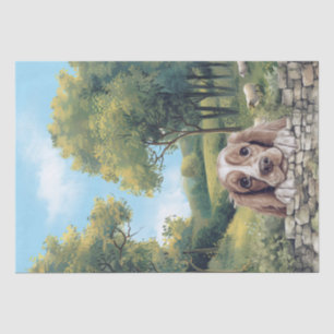Papel De Seda Cocker español acuarela Perro Peeking Ove