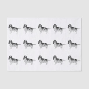 Papel De Seda Cocker Spaniel inglés en patrón blanco y negro