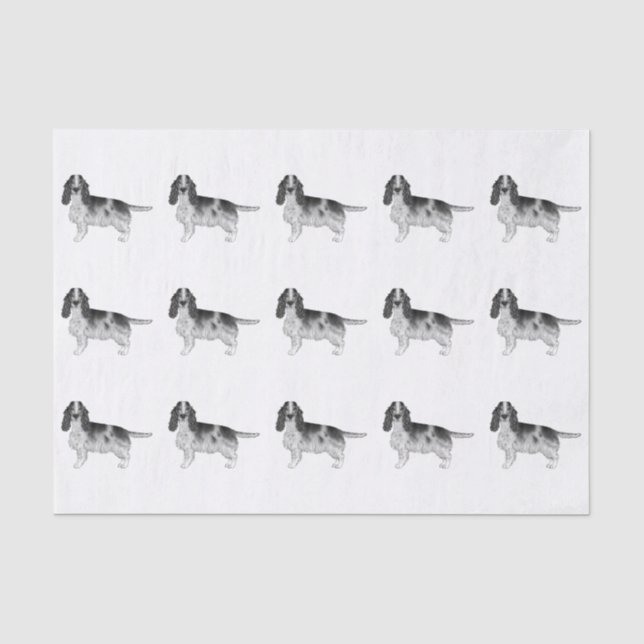 Papel De Seda Cocker Spaniel inglés en patrón blanco y negro (Anverso)