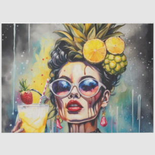 Papel De Seda Cocktail Cuties - Decoupage Chica de Pina Colada