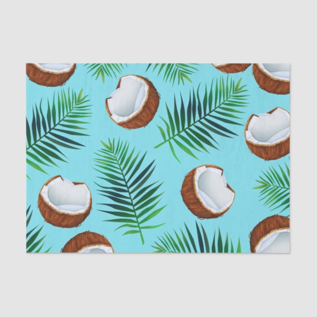 Papel De Seda Cocos y impresión tropicales de las hojas de palma (Anverso)