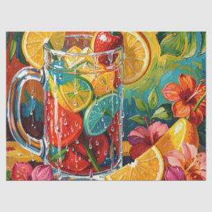 Papel De Seda Cóctel de Verano Tropical Pintura al Óleo Impasto