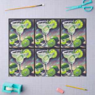 Papel De Seda Cóctel Margarita Tiza Verde Pastel Decoupage
