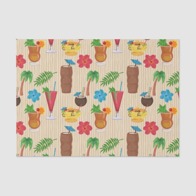 Papel De Seda Cócteles Tiki Tropicales (Anverso)