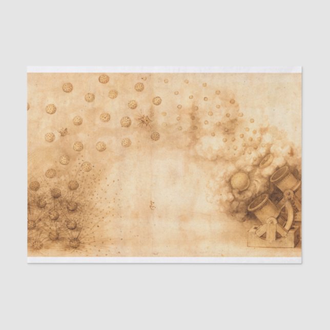 Papel De Seda Codex Atlanticus, Cannons Disparando bombas explos (Anverso)