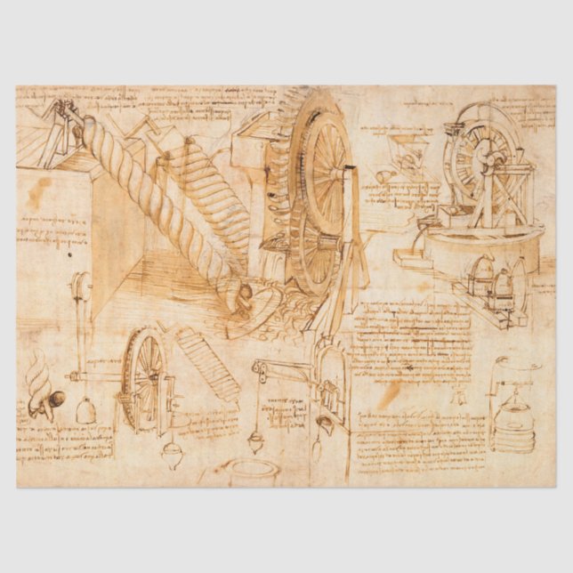 Papel De Seda Codex Atlanticus, Hydraulines de da Vinci (Anverso)