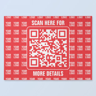 Papel De Seda Código QR promocional (editable) con patrón de log