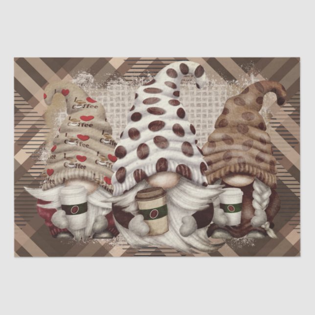 Papel De Seda Coffee Bean Latte Gnomes Decoupage (Anverso)