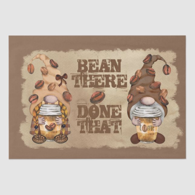 Papel De Seda Coffee Bean Latte Gnomes Decoupage (Anverso)