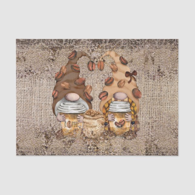Papel De Seda Coffee Bean Latte Gnomes Decoupage (Anverso)