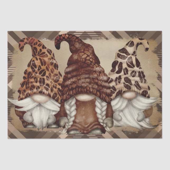 Papel De Seda Coffee Bean Latte Gnomes Decoupage (Anverso)