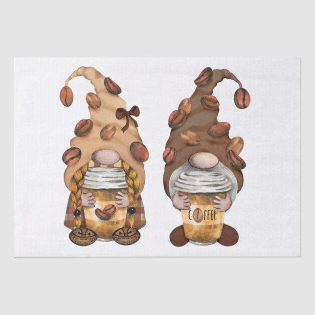 Papel De Seda Coffee Bean Latte Gnomes Decoupage (Anverso)