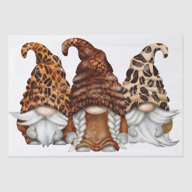 Papel De Seda Coffee Bean Latte Gnomes Decoupage (Anverso)