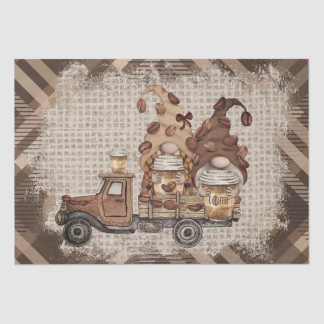 Papel De Seda Coffee Bean Latte Gnomes Decoupage (Anverso)