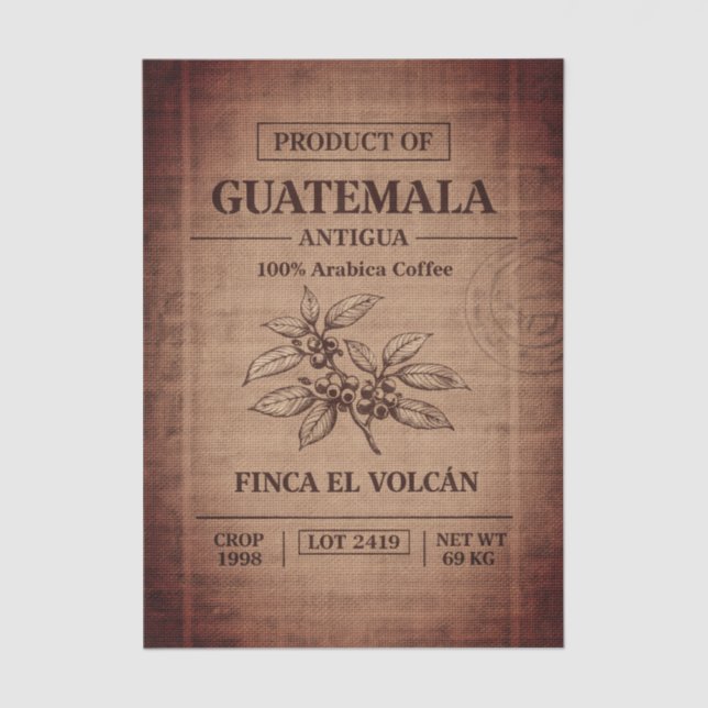 Papel De Seda Coffee Plantation Burlap Trade Sack FD4 Decoupage (Anverso)