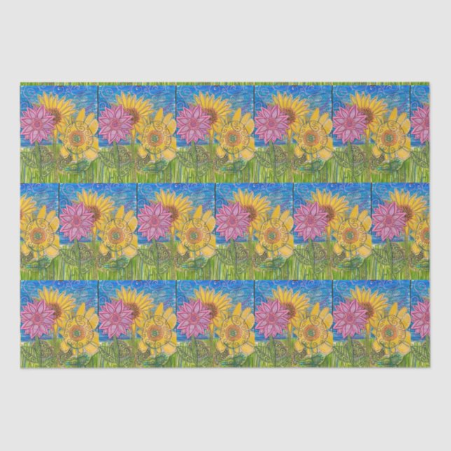 Papel De Seda Colaboración con los girasoles (Anverso)