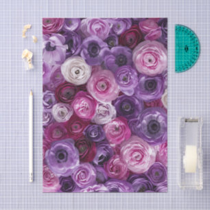 Papel De Seda Colage de patrón floral rosa púrpura Jardín