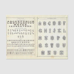 Papel De Seda Colaje de decoupage de tipografía alfabética vinta
