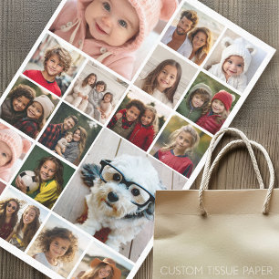 Papel De Seda Colaje de Fotos Cuadradas - Hasta 18 fotos Blancas