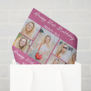 Papel De Seda Colaje de fotos personalizado de cumpleaños feliz