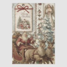 Colaje decoupage rústico vintage de Papá Noel
