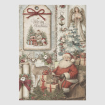 Colaje decoupage rústico vintage de Papá Noel
