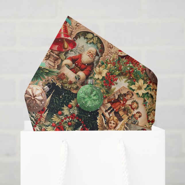 Papel De Seda Colaje navideño victoriano vibrante (Bolsa de regalo)
