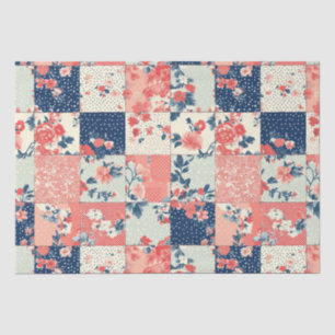 Papel De Seda Colcha floral de cottage pastel en índigo y meloco