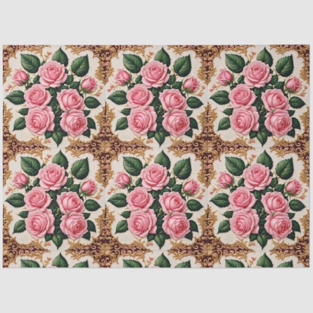 Papel De Seda Colección bonita de rosas rosadas modernas (Anverso)
