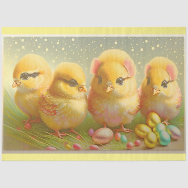 Papel De Seda Colección Cute 4 de pollo de Pascua (Anverso)