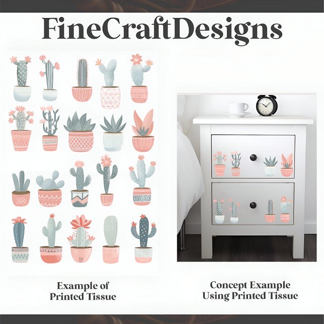Papel De Seda Colección de Cactus Suculento Pastel D1 Decoupage (Subido por el creador)
