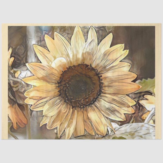 Papel De Seda Colección de elegancia de girasol acuático (Anverso)