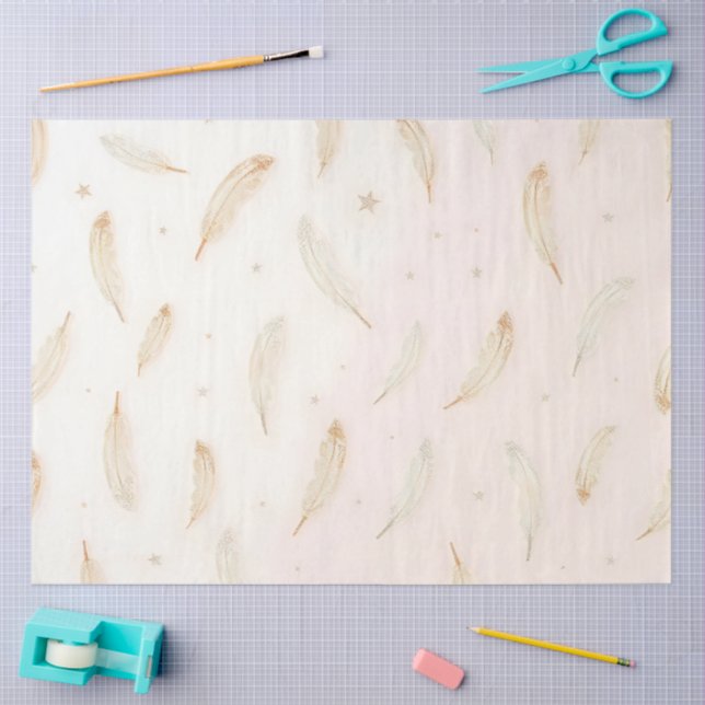 Papel De Seda Colección de Feathers Boho de Lujo Moderno (Artesanía)